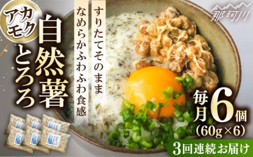 【全3回定期便】磯の風味が香るふわふわとろろ! 那珂川産 博多自然薯 アカモク とろろ 60g×6個＜自然薯王国＞那珂川市 自然薯とろろ とろろ 自然薯 [GAH018]