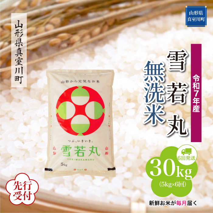 ＜令和7年産米先行受付＞ 真室川町産 雪若丸 【無洗米】30kg定期便 (5kg×6回)　配送時期指定できます！