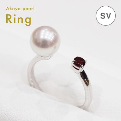 ふるさと納税 天草市 真珠 リング 7.5-8mm ホワイトピンク ガーネット (A:8号)_S085-454