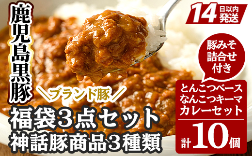 
B7-001 鹿児島黒豚「霧島熟成神話豚」レトルトカレー福袋3点セット【富士食品】霧島市 レトルトカレー 常温保存 惣菜 おかず
