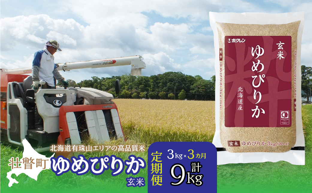 
                  【令和7年産 3ヶ月定期配送】（玄米3kg）ホクレンゆめぴりか 【 ふるさと納税 人気 おすすめ ランキング 北海道産 壮瞥 定期便 玄米 米 ゆめぴりか 炊き込みご飯 おにぎり おむすび こめ 贈り物 贈物 贈答 ギフト 大容量 詰合せ セット 北海道 壮瞥町 送料無料 】 SBTD070
                