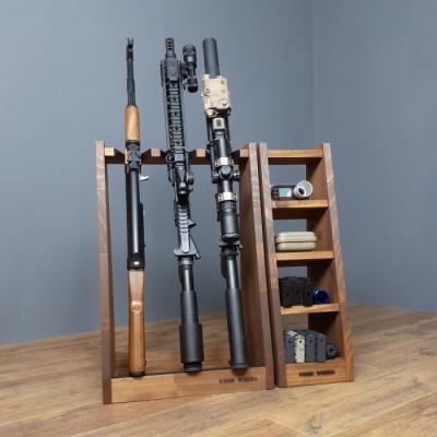 ふるさと納税 横手市 WOOD WORKS  ライフルスタンド 3丁掛+マガジンラックセット【本体:ブラウン】 |  | 01