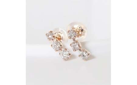 K18 0.20ct グラデーションラインピアス  山梨 ダイヤモンド ゴールドピアス ジュエリー アクセサリー K18 イエローゴールド ピンクゴールド レディース ダイヤ0.10ct×2 カラット