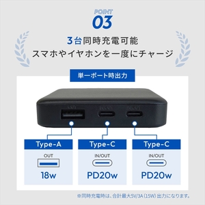 Owltech(オウルテック) 10000mAh 最大PD20W出力対応 USB Type-C入出力／USB Type-A出力 モバイルバッテリー OWL-LPB10028-BK ブラック【 神奈川県