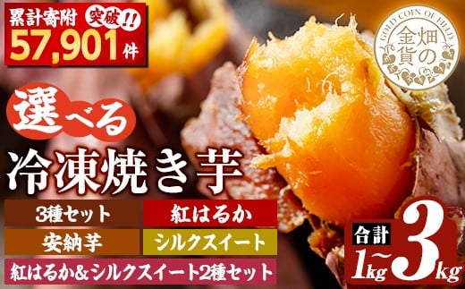 選べる冷凍焼き芋！畑の金貨・やきいも(紅はるか3kg/安納芋2kg/シルクスイート3kg)【甘いも販売所】姶良市 焼き芋 指定 冷凍 焼芋 やきいも さつまいも さつま芋 熟成 蜜