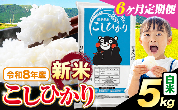 【6ヶ月定期便】令和8年産 新米 こしひかり 5kg 定期便 白米 《12月から出荷開始》 熊本県産 精米 ひの 米 こめ コシヒカリ コメ お米 おこめ---reihoku_26_loc_236_d