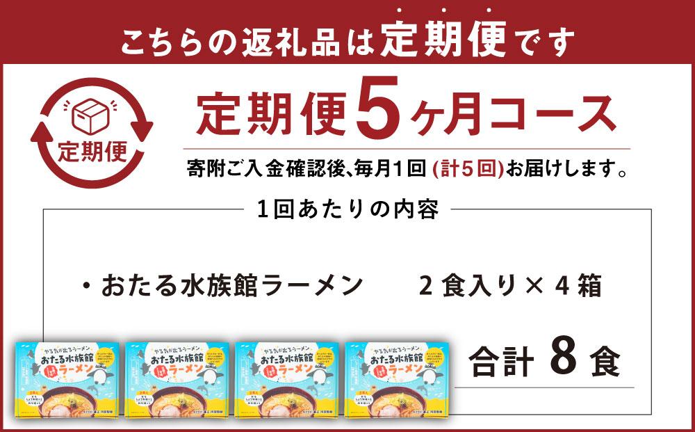 【5ヶ月定期便】おたる水族館ラーメン 4箱セット 計8食 ラーメン 味噌ラーメン 醤油ラーメン