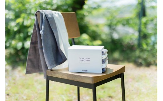 フェイスタオル 5枚（チャコールグレー＆ホワイト）さらっと ふんわり モノトーンタオル