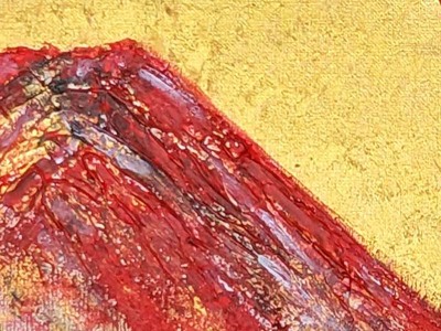 富士山溶岩パワーアート「令和開運黄金空の赤富士」 絵画 アート