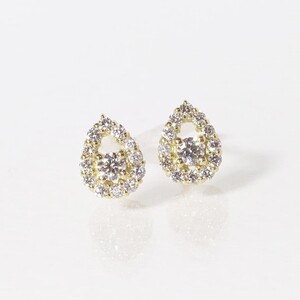 K18　 しずく　取り巻き　ダイヤモンドピアス　0.20ct