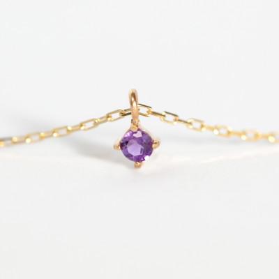 ふるさと納税 大津市 【10金 2月誕生石 アメジストネックレス】大人シンプル 華奢見えチェーン 天然石 一粒ペンダント |  | 02