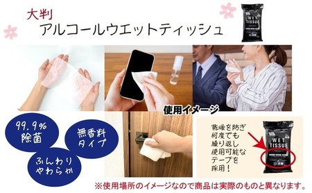 【99.9％除菌】大判ウエットティッシュ（アルコールタイプ）20枚入×4個＆【新生児から使える】大判 赤ちゃんのおしりふき60枚入×2個 〈KA-169M〉