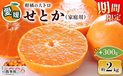 先行予約＜せとか（家庭用）約2kg＋300g＞ 自宅用 訳あり ワケアリ 果物 くだもの フルーツ ミカン みかん セトカ 蜜柑 高級柑橘 柑橘の大トロ 柑橘 特産品 笑丸 愛媛県 西予市 常温『2027年3月上旬～4月上旬頃に順次出荷予定』