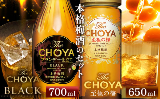 The CHOYA BLACK 700ml The CHOYA 至極の梅 650ml 計2本 セット 飲み比べ 羽曳野商工振興株式会社《30日以内に出荷予定(土日祝除く)》大阪府 羽曳野市 送料無料 梅酒 梅 酒 CHOYA チョーヤ チョーヤ梅酒 お酒 紀州 南高梅 black