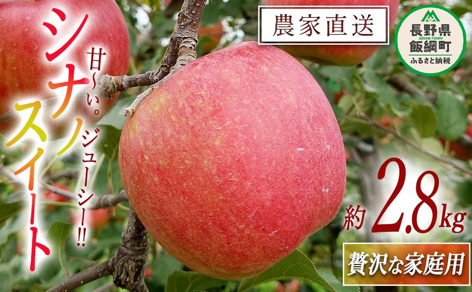 
            りんご シナノスイート 贅沢な 家庭用 2.8kg 信州りんご☆小山園☆ 沖縄県への配送不可 2025年10月中旬頃から2025年10月下旬頃まで順次発送予定 令和7年度収穫分 エコファーマー認定 小山園 信州 果物 フルーツ リンゴ 林檎 長野 11000円 予約 農家直送 長野県 飯綱町 [1057]
          