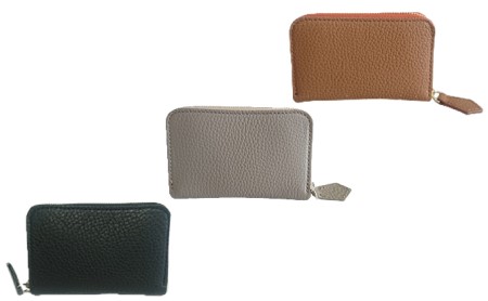 国産シュリンクレザー　ラウンドZIPコインケース ファッション小物 財布 ファスナータイプ  ﾗｲﾄﾌﾞﾗｳﾝ