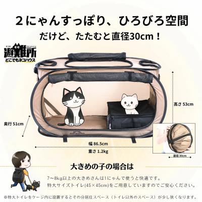 ふるさと納税 三宅町 どこでもネコハウスと猫トイレの特大サイズセット 猫用ケージ 折りたたみ ポータブル 防災 避難用