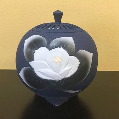 ふるさと納税 伊万里市 瑠璃焼締椿　香炉