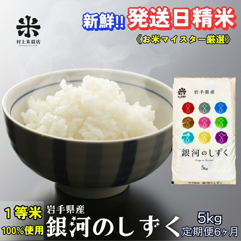 【ふるさと納税】★岩手の本気が生んだ米★『定期便6ヵ月』銀河のしずく《特A 7年連続獲得中!》5kg 令和7年産 盛岡市産 ◆新鮮！発送日精米・1等米のみを使用したお米マイスター監修の米◆　お届け：2025年11月中旬より順次発送