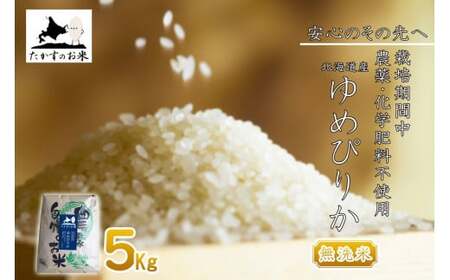 【 令和7年産 】 栽培期間中農薬不使用 ゆめぴりか （ 無洗米 ） 5kg 北海道 鷹栖町 たかすのお米 コメ こめ ご飯