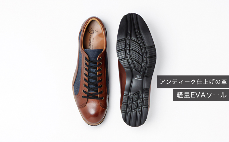 倭イズム ( ヤマトイズム ) 牛革 デニム シューズ 紳士靴 YA3310 （ ワイン ） 24.0cm