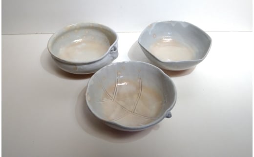 萩焼 鉢 トリオ 木の葉＆六角＆片口　｜HG001003