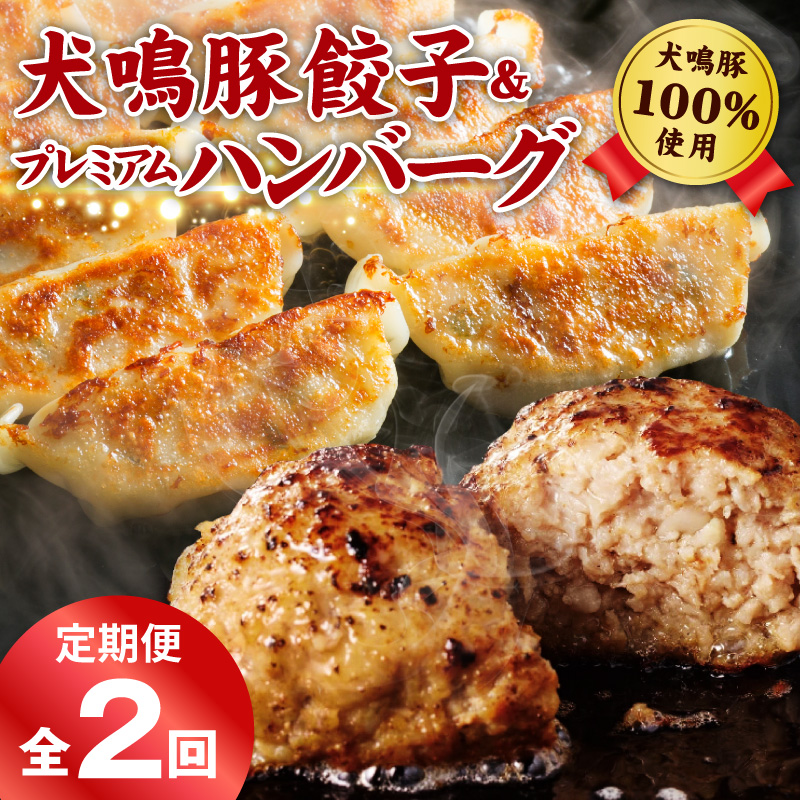 【泉佐野ブランド豚】犬鳴豚餃子 75個／手作りプレミアムハンバーグ（10個入り） 全2回【国産 豚肉 ぶたにく 定期便 食べ比べ 犬鳴ポーク 焼くだけ 人気 総菜 冷凍】 G5390