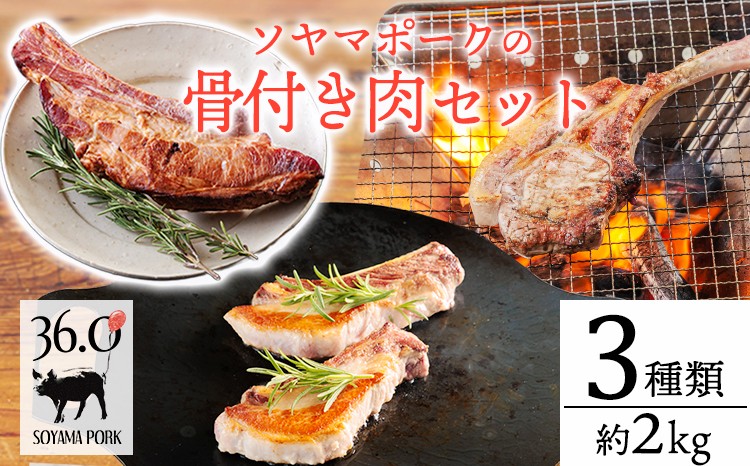 
                  ソヤマポークの骨付き肉セット[スペアリブ ポークチョップ 燻製骨付きハム おつまみ BBQ パーティー]TF865-P00078
                
