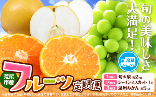 【3ヶ月定期便】 梨 シャインマスカット 温州みかん 荒尾市産 フルーツ定期便 フルーツ 果物 定期便 旬 《2026年8月上旬-10月下旬出荷予定》フレッシュフーズ 熊本県 荒尾市 フルーツ 果物 旬 梨 シャインマスカット 温州みかん みかん なし マスカット 定期 計3回お届け