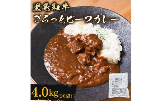 訳あり 黒毛和牛 レトルト カレー 200g×20袋 4kg パウチ レトルトカレー 牛肉 ビーフカレー 和牛 簡易包装 温めるだけ 簡単調理 時短 レンジ 湯煎 常温 備蓄 家庭用 たっぷり 200