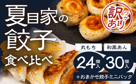 夏目家の丸もち餃子 24個　和風あん餃子 30個 ＋おまけ 丸もち餃子 和風あん餃子 食べ比べセット 夏目家 餃子 訳あり 食べ比べ セット 定期便 惣菜 ぎょうざ 愛知県 豊橋市