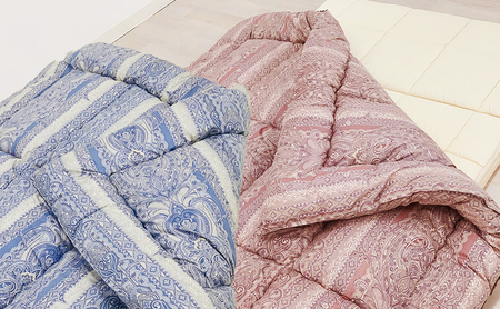 夏はさらっと、冬はぽかぽか、オールシーズン羊毛混掛布団 150×210cm 寝具 掛布団 布団 シングルロング 新潟市 新潟 ブルー