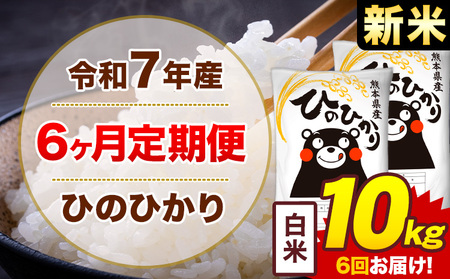【6ヶ月定期便】令和7年産 新米 白米 10kg 米 ひのひかり《11月から出荷開始》熊本県 菊池市 国産 熊本県産 白米 精米 無洗米 送料無料 ヒノヒカリ こめ お米
