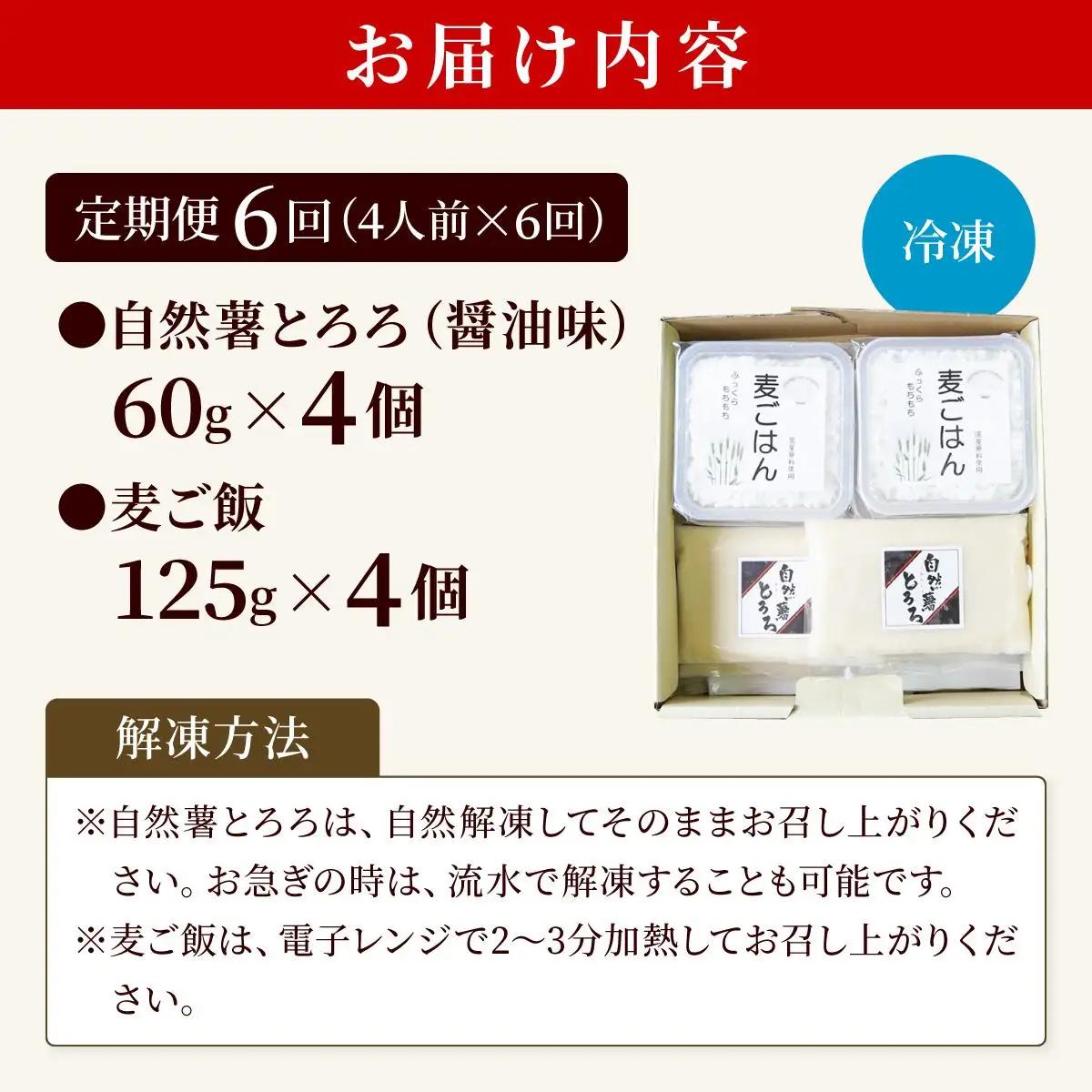  ＜定期便・全6回＞味付け不要！本格自然薯麦とろセット（4人前）