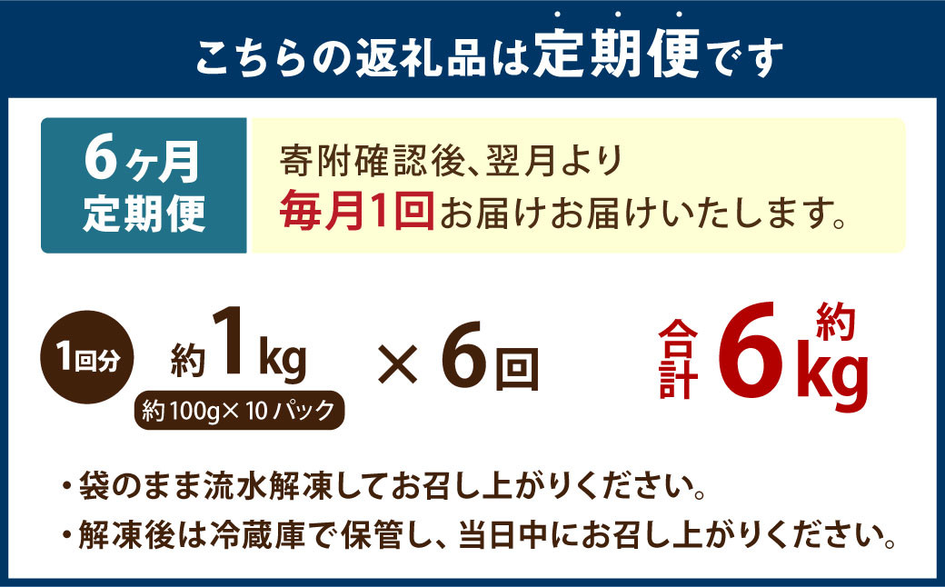 【6ヶ月定期便】 国産 たこぶつ 約1kg （約100g×10パック）