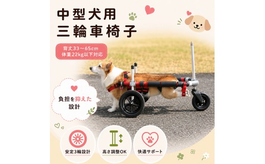 
中型犬用三輪車椅子（背丈33～65cm　体重22キロ以下）【！寄附前に事業者へ相談必要！】
