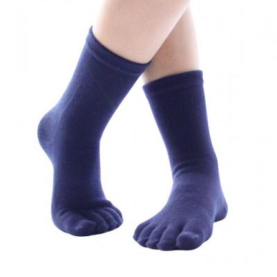 ふるさと納税 海陽町 【婦人サイズ22〜24cm/クルー丈/ネイビー】五本指消臭ソックス5足セット