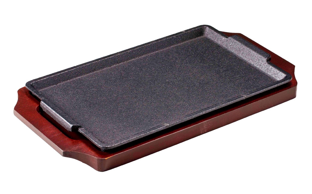 トキワ鉄器 ステーキ皿 （木台タイプ） デラックス角S型 29cm 322 くわな鋳物