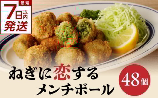 【スピード発送】最短7日以内発送！！ねぎに恋するメンチボール 48個入り 京野菜 時短 簡単 おかず 九条ネギ 揚げ物 ねぎ 山城のねぎ 冷凍 保存 送料無料 京都府 木津川市 【001-09-S】