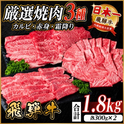 飛騨牛 焼肉3種(カルビ・赤身・霜降り) 計1.8kg【配送不可地域：離島】