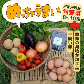 ＜３６９商店＞京都丹波産旬の野菜セットデラックス！平飼い卵10個、季節の果物又は加工品 ※全て栽培期間中農薬・化学肥料 不使用