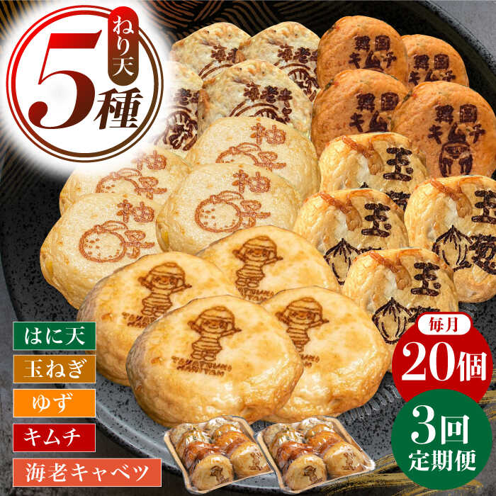 【ふるさと納税】【3回定期便】ねり天20個セット（5種×4個入り） 練り物 おでん 煮物 煮しめ お取り寄せ グルメ ご当地 お土産 ギフト プレゼント 大阪府高槻市/ねり天・旬彩和食 山城[AOCP001]