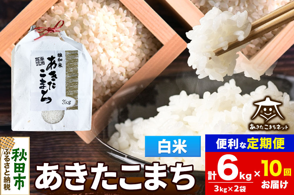 令和8年産 《定期便10ヶ月》あきたこまち 清流米 6kg（3kg×2袋）【白米】秋田県産 [秋田県産 あきたこまち お米 精米 小分け 定期便 3kg袋]