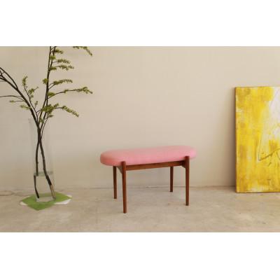 ふるさと納税 大川市 bolo stool Round S ベンチ 【ピンク×チェック/ウォールナット/幅78cm】
