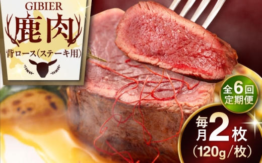 【全6回定期便】鹿肉 背ロース 2枚 《喜茂別町》【EBIJIN】 ジビエ 鹿 ロース ステーキ ステーキ用 赤身 冷凍 冷凍配送 定期便 [AJAO069] 60000 60000円 6万円 6万