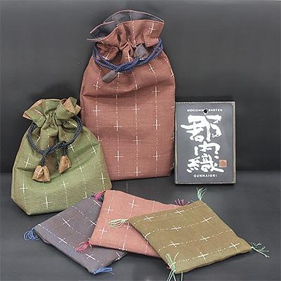 ふるさと納税 都留市 郡内織巾着・コースターセット