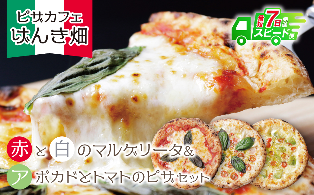 最短7営業日発送  げんき畑 ピザ 3枚セット＜(赤・白)＆アボカドとトマトのピザ＞