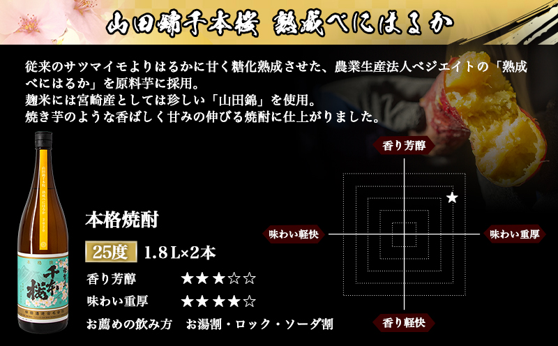 【柳田酒造】山田錦千本桜 熟成べにはるか(25度)1.8L×2本 ≪みやこんじょ特急便≫_AC-0750_99