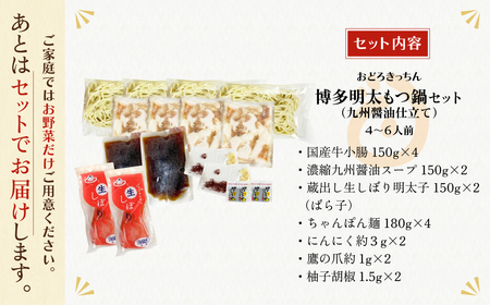 W69-06 おどろきっちん 博多明太もつ鍋セット(九州醤油仕立て)  4～6人前