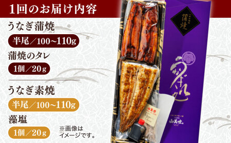 【6回定期便】うなぎ老舗専門店のパリっとふっくら 紅白うなぎ 蒲焼・素焼半身　(真空パック/秘伝のタレ・藻塩付き) 島根県松江市/株式会社山美世商会[ALDC017]